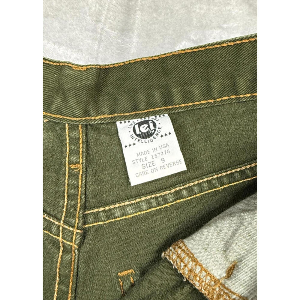 Vtg LEI High Waisted Jean Shorts Size 9 5-Button Fly in Hunter Green Y2K - Picture 9 of 9